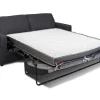 Vente-unique Slaapbank Met Matras-Driezits Express Slaapbank Van Antraciet Stof - Doneto