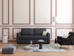 Vente-unique Slaapbank Met Matras-Driezits Express Slaapbank Van Antraciet Stof - Doneto