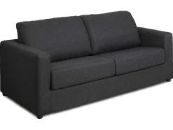 Vente-unique Slaapbank Met Matras-Driezits Express Slaapbank Van Antraciet Stof - Doneto