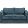 Vente-unique Slaapbank Met Matras-Driezits Express Slaapbank Van Ribfluweel - Blauw - Loreto
