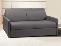 Vente-unique Speciale Modellen Zitbanken & Fauteuils-Driezits Express-Bedbank Van Kunstleer Calife - Grijs - Slaapafmeting 140 Cm