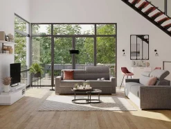 Vente-unique Speciale Modellen Zitbanken & Fauteuils-Driezits Express-Bedbank Van Stof Vizir - Grijs - Slaapafmeting 140 Cm