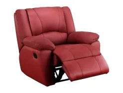 Vente-unique Set Zitbank + Fauteuil-Driezits Relaxbank En Relaxfauteuil Van Leer Aroma - Rood