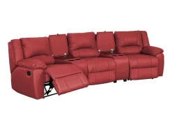 Vente-unique Set Zitbank + Fauteuil-Driezits Relaxbank En Relaxfauteuil Van Leer Aroma - Rood
