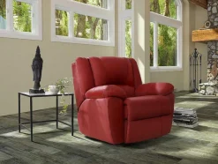 Vente-unique Set Zitbank + Fauteuil-Driezits Relaxbank En Relaxfauteuil Van Leer Aroma - Rood