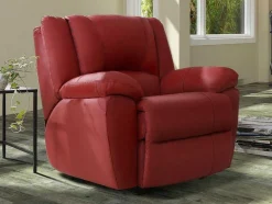Vente-unique Set Zitbank + Fauteuil-Driezits Relaxbank En Relaxfauteuil Van Leer Aroma - Rood