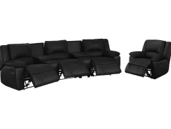 Vente-unique Set Zitbank + Fauteuil-Driezits Relaxbank En Relaxfauteuil Van Leer Aroma - Zwart