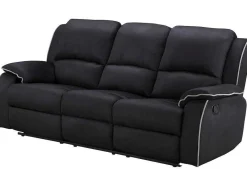 Vente-unique Set Zitbank + Fauteuil-Driezits Relaxbank En Relaxfauteuil Van Microvezel Hernani - Zwart