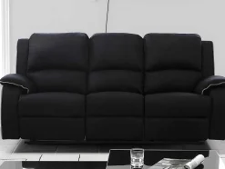 Vente-unique Set Zitbank + Fauteuil-Driezits Relaxbank En Relaxfauteuil Van Microvezel Hernani - Zwart