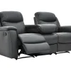 Vente-unique Relaxbanken Met Manuele Relaxfunctie-Driezits Relaxbank Evasion Van Leer - Grijs