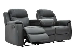 Vente-unique Relaxbanken Met Manuele Relaxfunctie-Driezits Relaxbank Evasion Van Leer - Grijs