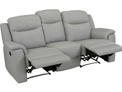 Vente-unique Relaxbanken Met Manuele Relaxfunctie-Driezits Relaxbank Evasion Van Leer - Licht Grijs