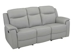 Vente-unique Relaxbanken Met Manuele Relaxfunctie-Driezits Relaxbank Evasion Van Leer - Licht Grijs