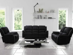 Vente-unique Relaxbanken Met Manuele Relaxfunctie-Driezits Relaxbank Microvezel Hernani - Zwart