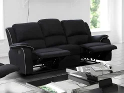 Vente-unique Relaxbanken Met Manuele Relaxfunctie-Driezits Relaxbank Microvezel Hernani - Zwart