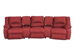 Vente-unique Relaxbanken Met Manuele Relaxfunctie-Driezits Relaxbank Van Leer Aroma - Rood
