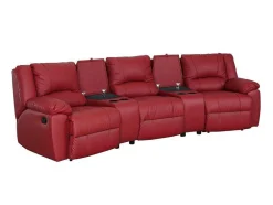 Vente-unique Relaxbanken Met Manuele Relaxfunctie-Driezits Relaxbank Van Leer Aroma - Rood