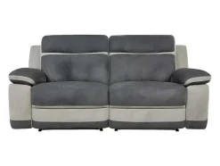Vente-unique Relaxbanken Met Manuele Relaxfunctie-Driezits Relaxbank Van Microvezel Talca - Antraciet En Licht Grijs