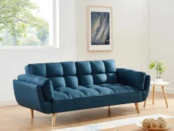 Vente-unique Scandinavisch-Driezits Slaapbank Van Stof Loeline - Gechineerd Grijs