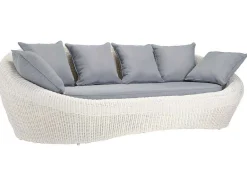 MYLIA Loungeset-Driezits Tuinbank Van Ecru Gevlochten Hars - Whiteheaven