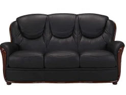 Vente-unique Leren Zitbank-Driezitsbank 100% Buffelleer Adelaide - Zwart