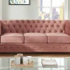 Vente-unique Zitbank-Driezitsbank Chesterfield - Fluweel - Pastel Roze