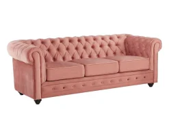 Vente-unique Zitbank-Driezitsbank Chesterfield - Fluweel - Pastel Roze