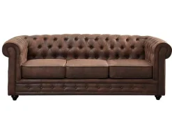 Vente-unique Zitbank-Driezitsbank Chesterfield Van Microvezel Met Vintage Look