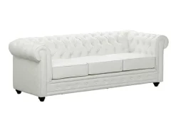 Vente-unique Kunstleren Zitbank-Driezitsbank Chesterfield Van Kunstleer - Wit