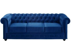 Vente-unique Driezitsbank-Driezitsbank Chesterfield - Fluweel - Koningsblauw