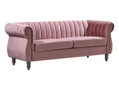 Vente-unique Chesterfield Zitbank-Driezitsbank Chesterfield In Oudroze Fluweel Trumbo