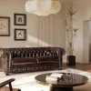 LINEA SOFA Chesterfield Zitbank-Driezitsbank Chesterfield Brenton 100% Buffelleer - Bruin Tinten