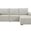 Vente-unique Aanbiedingen: Zitbank & Fauteuil-Driezitsbank En Elektrische Relaxfauteuil In Beige Ribfluweel Amelio
