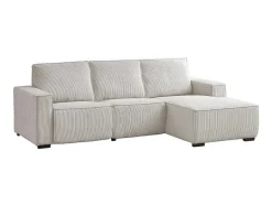 Vente-unique Aanbiedingen: Zitbank & Fauteuil-Driezitsbank En Elektrische Relaxfauteuil In Beige Ribfluweel Amelio