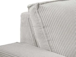Vente-unique Aanbiedingen: Zitbank & Fauteuil-Driezitsbank En Elektrische Relaxfauteuil In Beige Ribfluweel Amelio