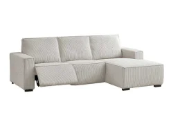 Vente-unique Aanbiedingen: Zitbank & Fauteuil-Driezitsbank En Elektrische Relaxfauteuil In Beige Ribfluweel Amelio