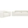 Maison Céphy Set Zitbank + Fauteuil-Driezitsbank En Fauteuil Van Witte Bouclestof Pogni Van Maison Cephy