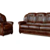 Vente-unique Set Zitbank + Fauteuil-Driezitsbank En Fauteuil Daphne Van 100% Buffel Leer - Bruin