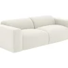 Vente-unique Set Zitbank + Fauteuil-Driezitsbank En Poef Van Witte Bouclestof Pogni Van Maison Cephy