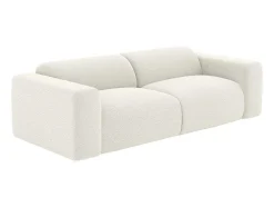 Vente-unique Set Zitbank + Fauteuil-Driezitsbank En Poef Van Witte Bouclestof Pogni Van Maison Cephy