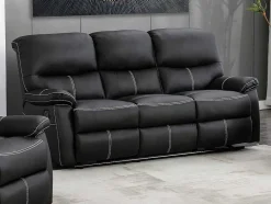 Vente-unique Set Zitbank + Fauteuil-Driezitsbank En Relaxfauteuil Canby - Kunstleer - Zwart