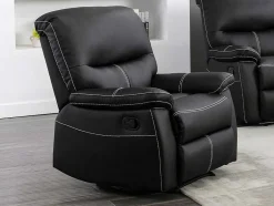 Vente-unique Set Zitbank + Fauteuil-Driezitsbank En Relaxfauteuil Canby - Kunstleer - Zwart
