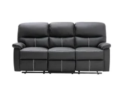 Vente-unique Set Zitbank + Fauteuil-Driezitsbank En Relaxfauteuil Canby - Kunstleer - Zwart