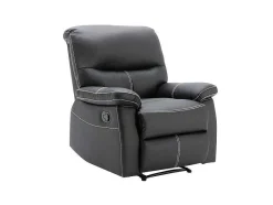 Vente-unique Set Zitbank + Fauteuil-Driezitsbank En Relaxfauteuil Canby - Kunstleer - Zwart