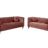 Vente-unique Bankstel 3+2-Driezitsbank En Tweezitsbank Van Fluweel Turner - Oudroze