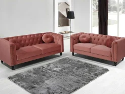 Vente-unique Bankstel 3+2-Driezitsbank En Tweezitsbank Van Fluweel Turner - Oudroze