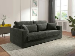 Vente-unique Speciale Modellen Zitbanken & Fauteuils-Driezitsbank In Grijze Teddy Stof - Mondovi