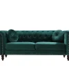 Vente-unique Chesterfield Zitbank-Driezitsbank In Smaragdgroene Fluweel Turner