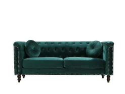 Vente-unique Chesterfield Zitbank-Driezitsbank In Smaragdgroene Fluweel Turner