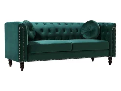Vente-unique Chesterfield Zitbank-Driezitsbank In Smaragdgroene Fluweel Turner